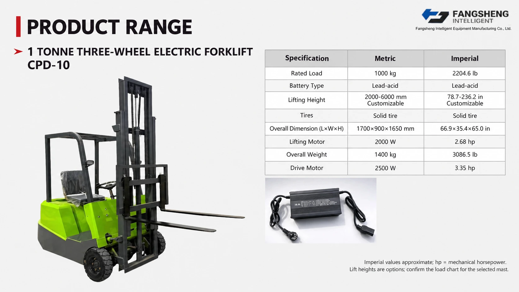 CPD-10 Three-wheel Electric Forklift 2