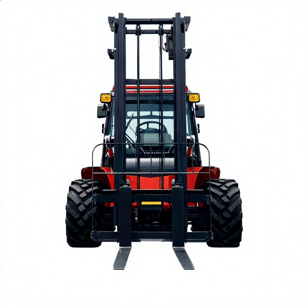 Red Rough-terrain Forklift — Outdoor Handling 2