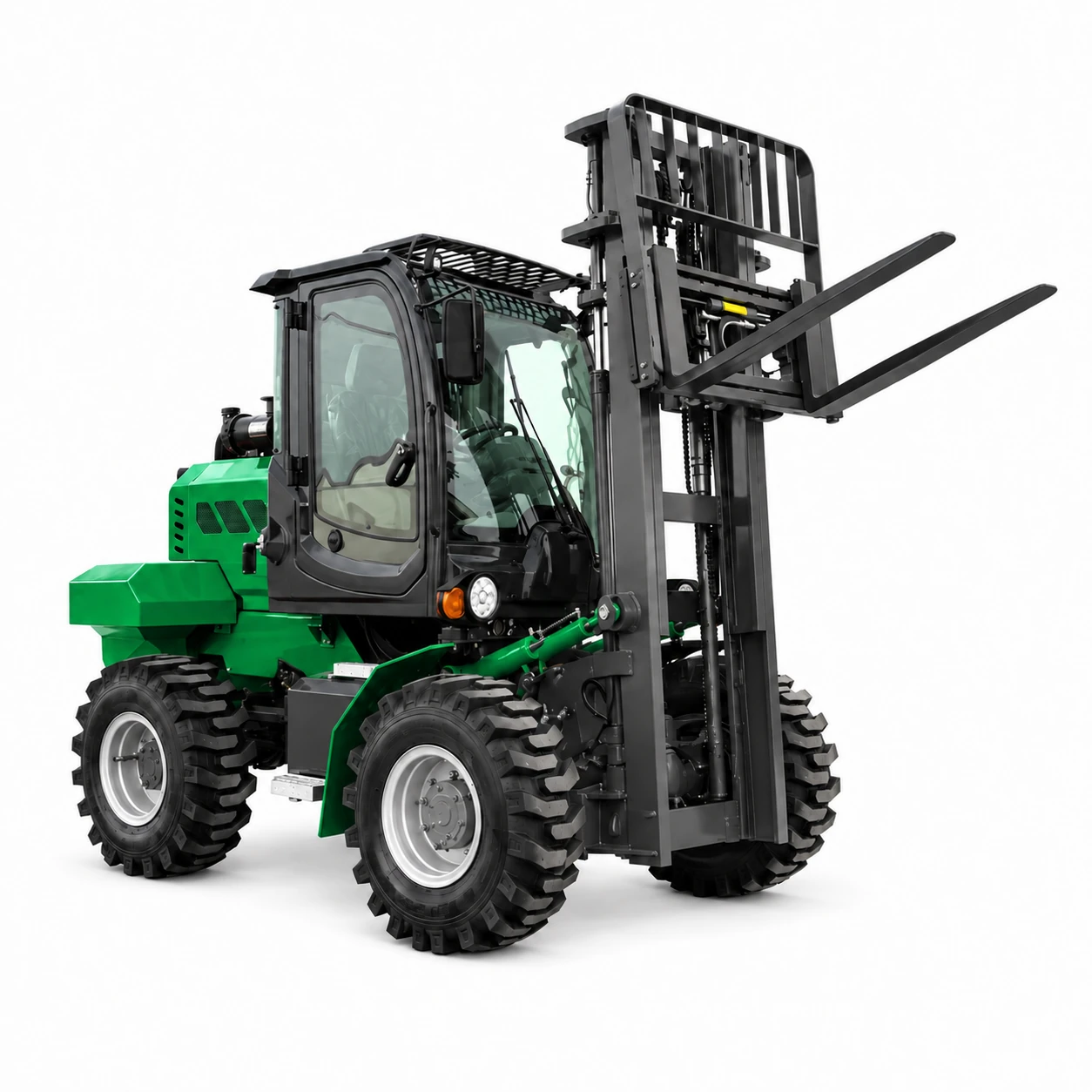 High Performance 3.5 Ton All Terrain Diesel Forklift with Four Wheel Drive for Outdoor Cargo Transport 3