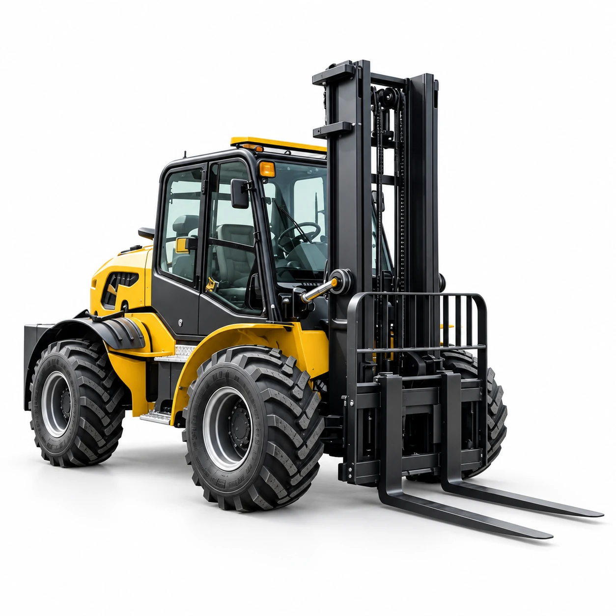Yellow Rough-terrain Forklift — Outdoor Handling Series